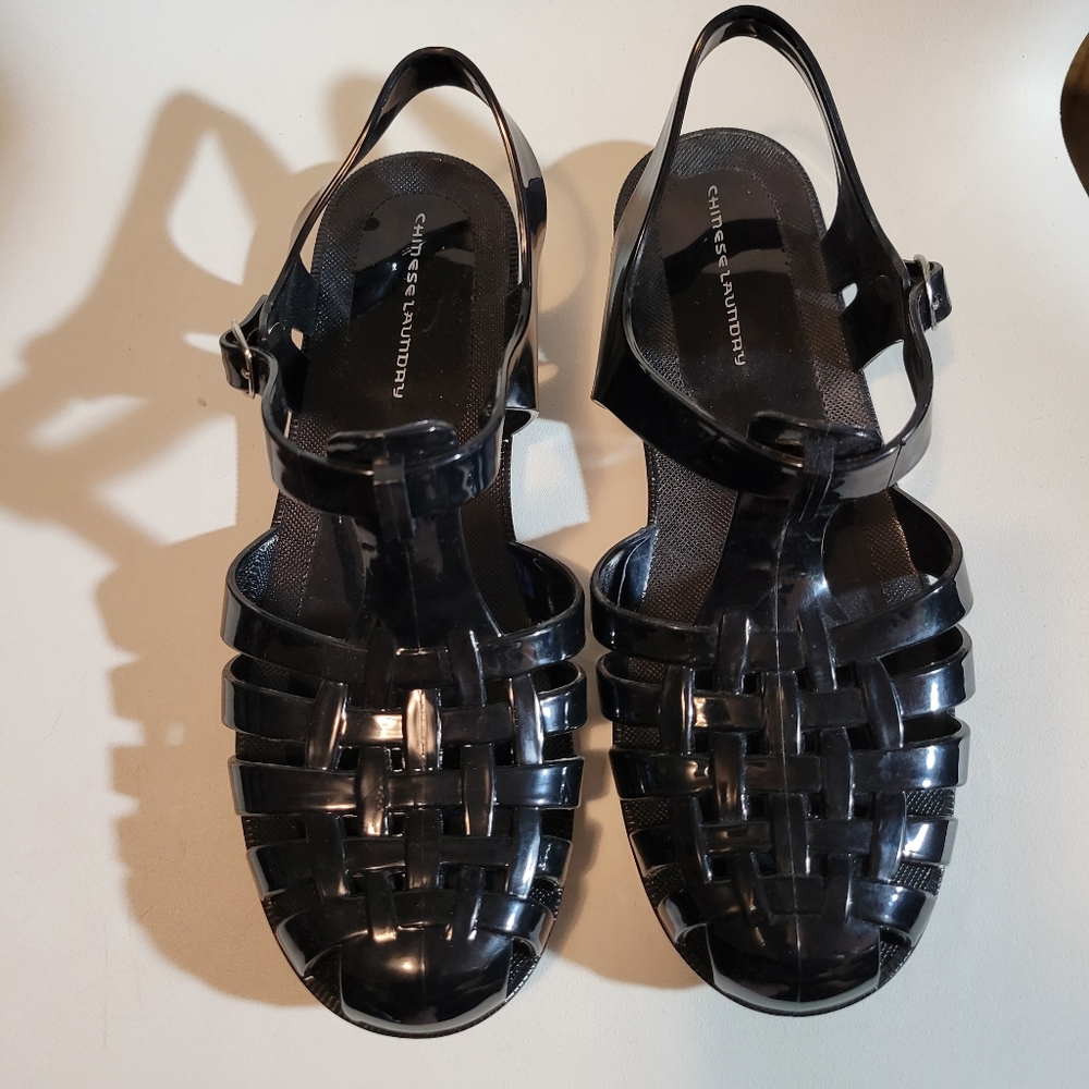 Dolls Kill Black Jelly Sandles size 10